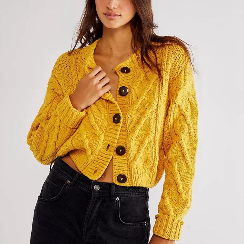 Women’s XS Free People Bonfire Cardi Yellow